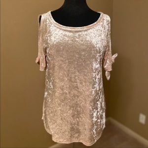 Sanctuary Crushed Velvet Cold Shoulder Blouse